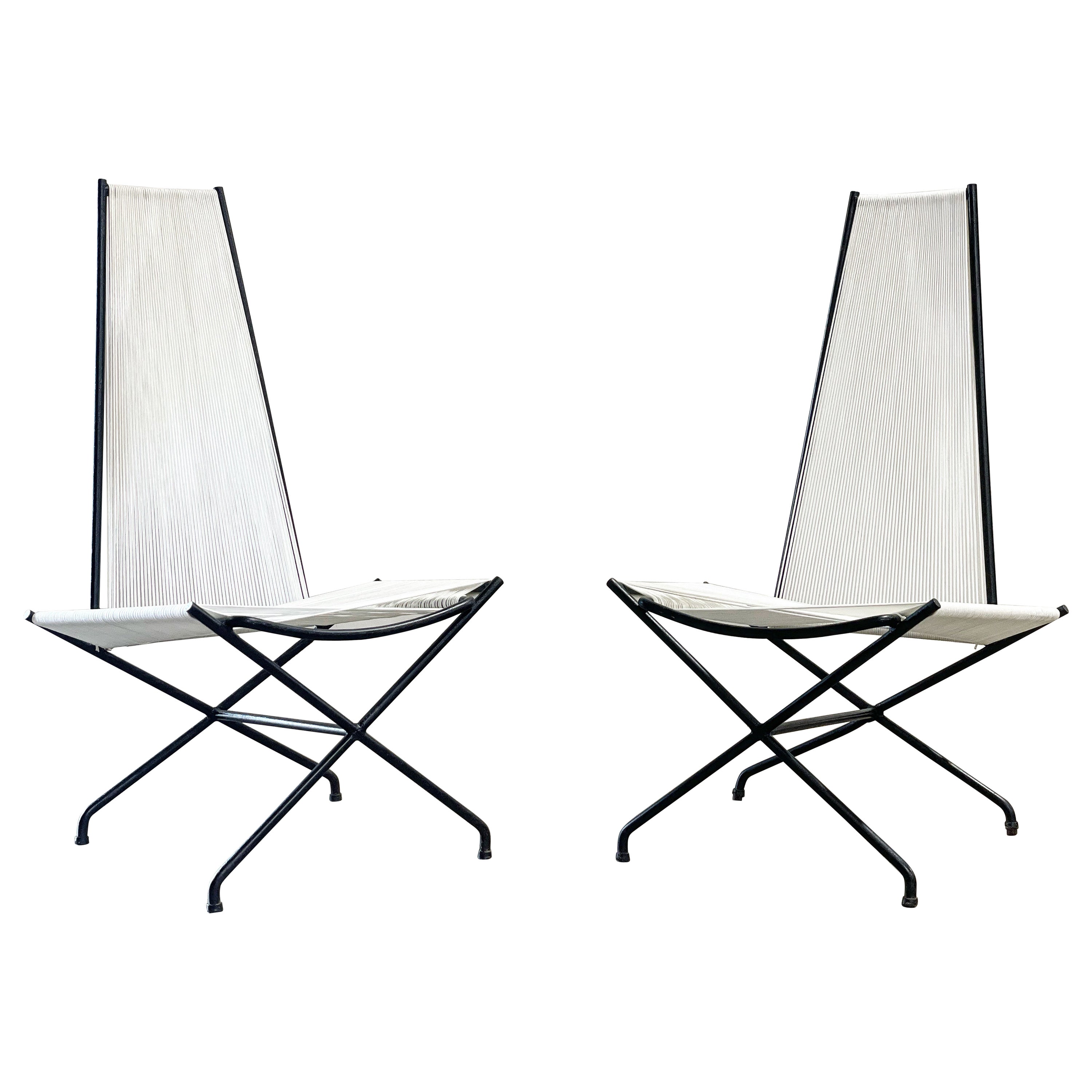 Rare Gunnar Birkerts Modernist Wrought Iron String Lounge Chairs