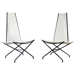 Rare Gunnar Birkerts Modernist Wrought Iron String Lounge Chairs