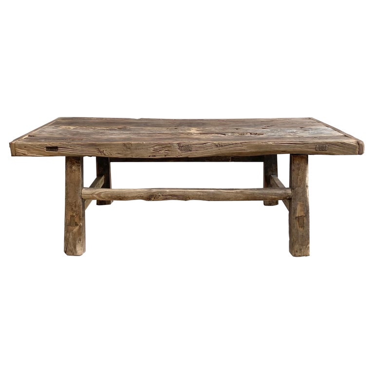 Vintage Elm Wood Coffee Table at 1stDibs
