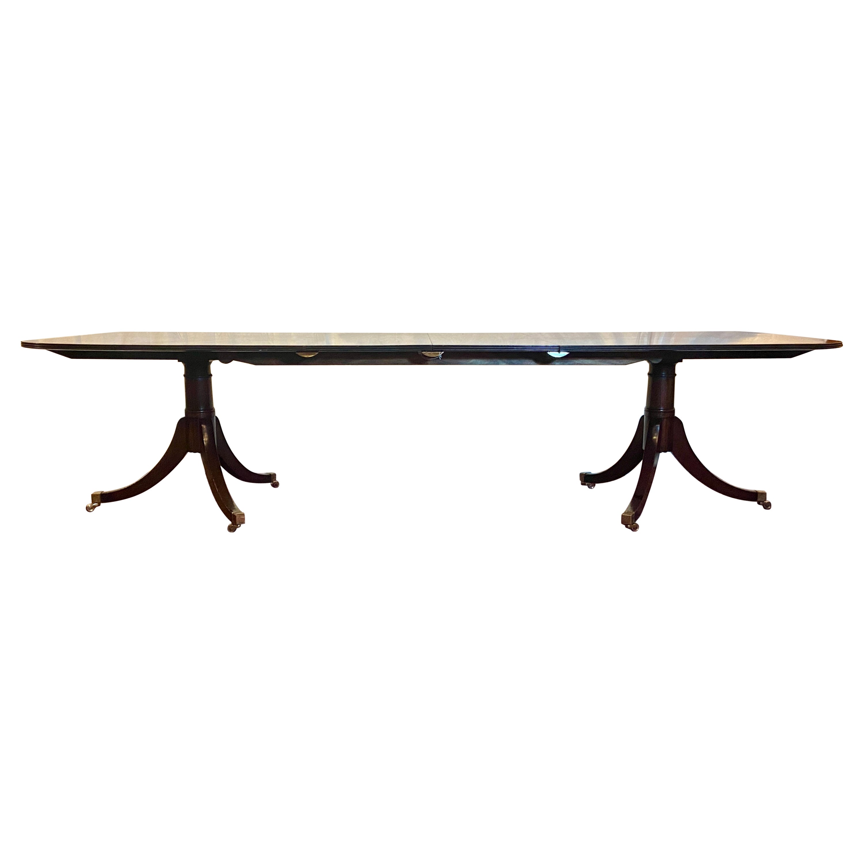 Antique English Mahogany Two-Pedestal Dining Table, Circa 1900