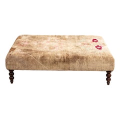 Large Floral Upholstered Ottoman