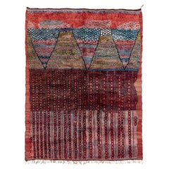Multicolor Modern Moroccan Handmade Room Size Wool Rug with Tribal Design