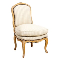 French Upholstered Slipper Chair on Cabriole Legs