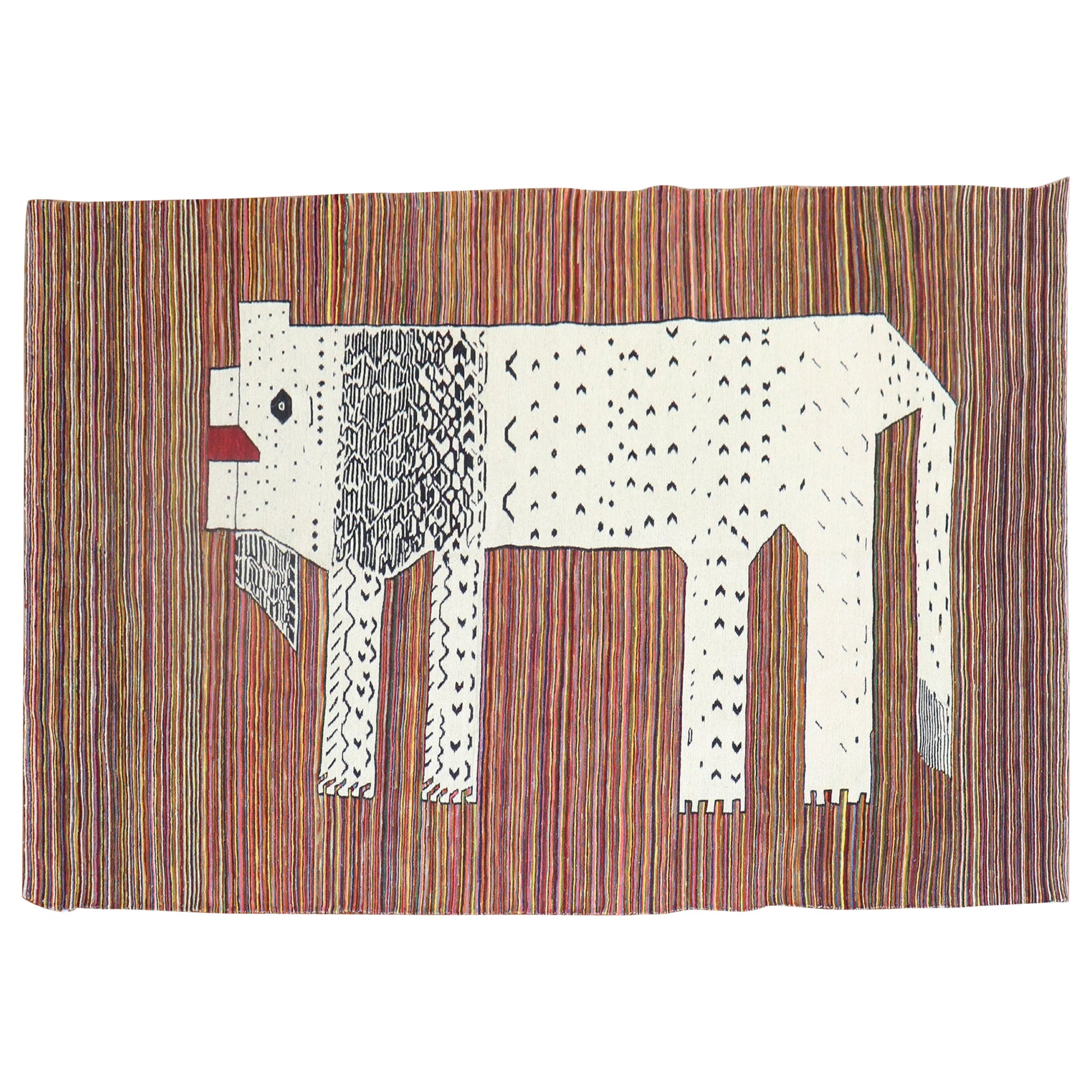 Lion Persian Kilim Wall Hanging For Sale