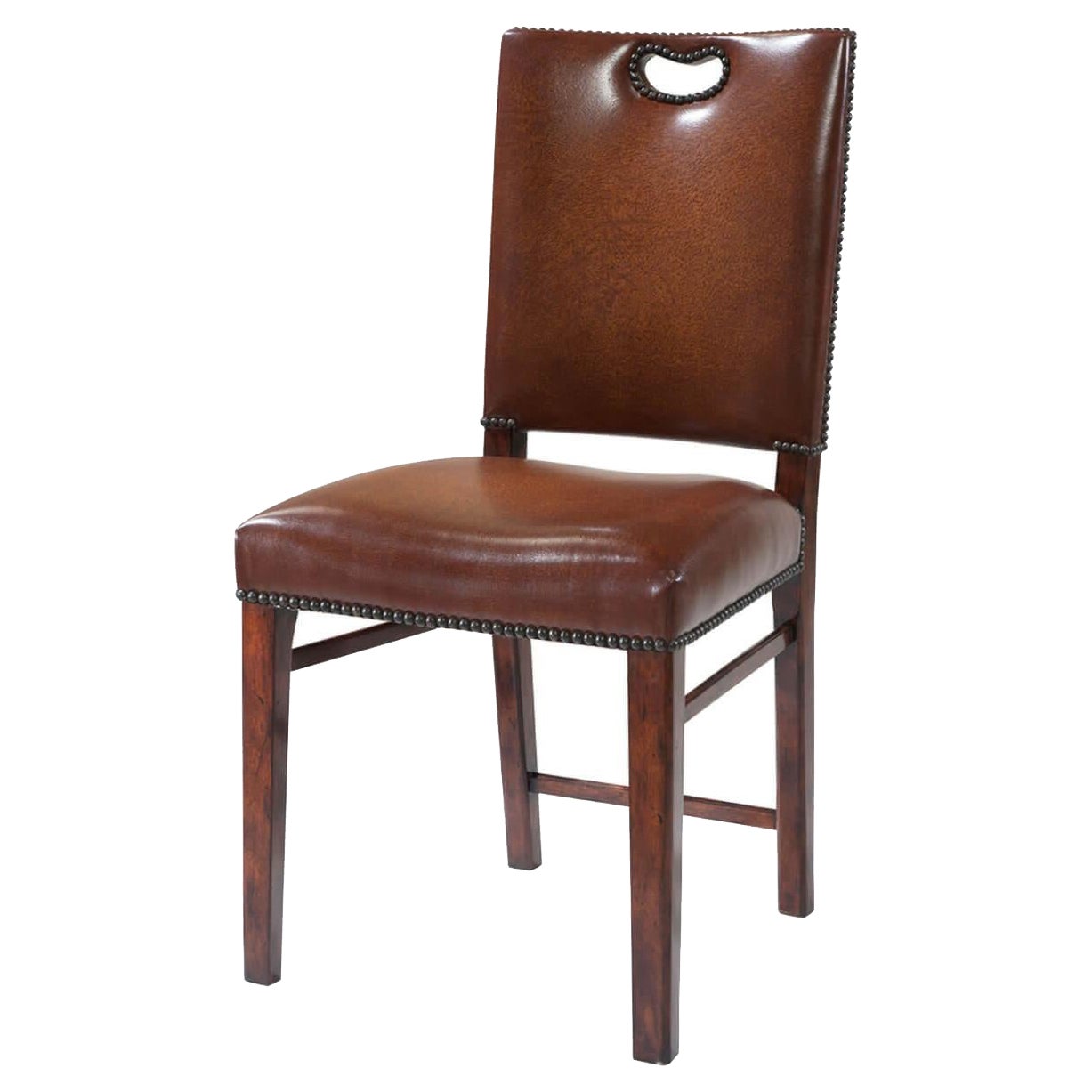 Saddle Leather Campaign Side Chair For Sale