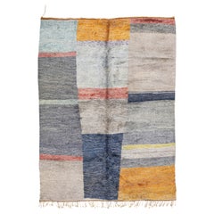 Modern Moroccan Multicolor Handmade Abstract Designed Wool Rug 