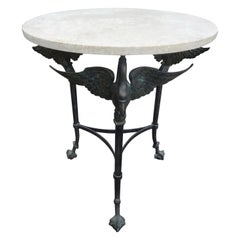Neoklassizistischer Vintage-Tisch aus Bronze mit Travertinplatte