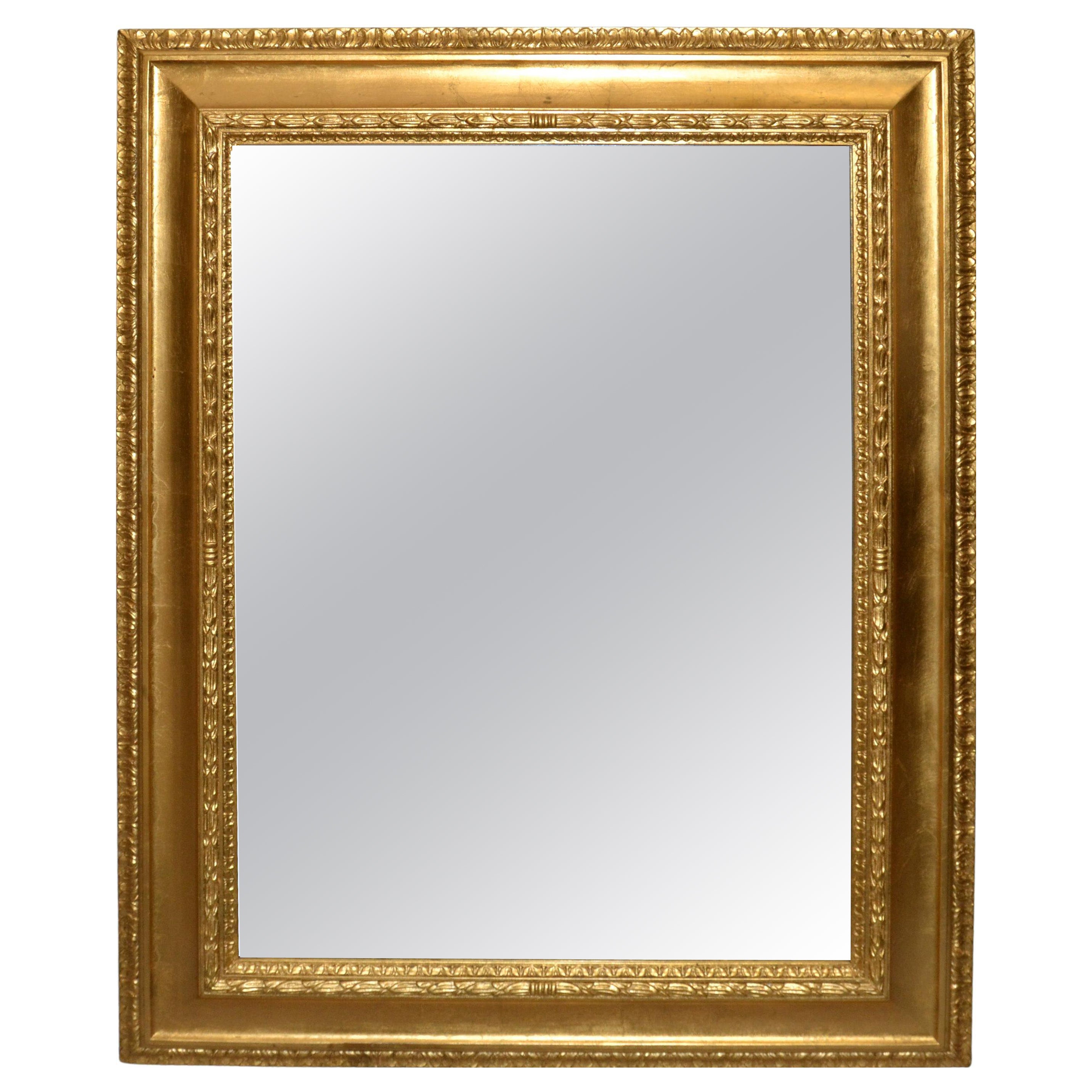 Italian Neoclassical Regency Rectangle Gilded Wall Mirror, 1930s For Sale