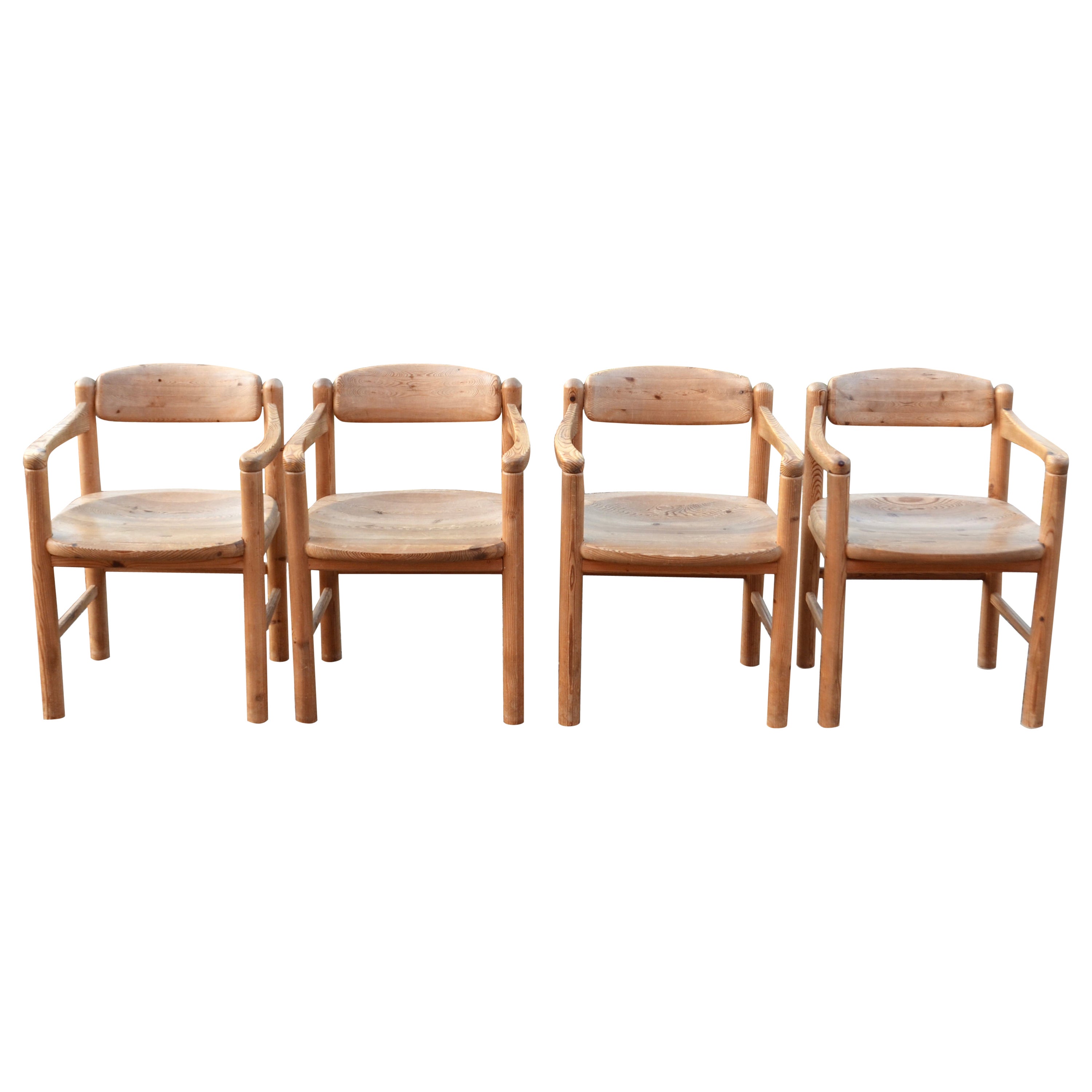 Rainer Daumiller Rare Danish Armchairs Set of 4 Scandinavian Pine Hirtshals For Sale