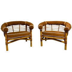 1950s Bamboo and Suede Lounge Chairs