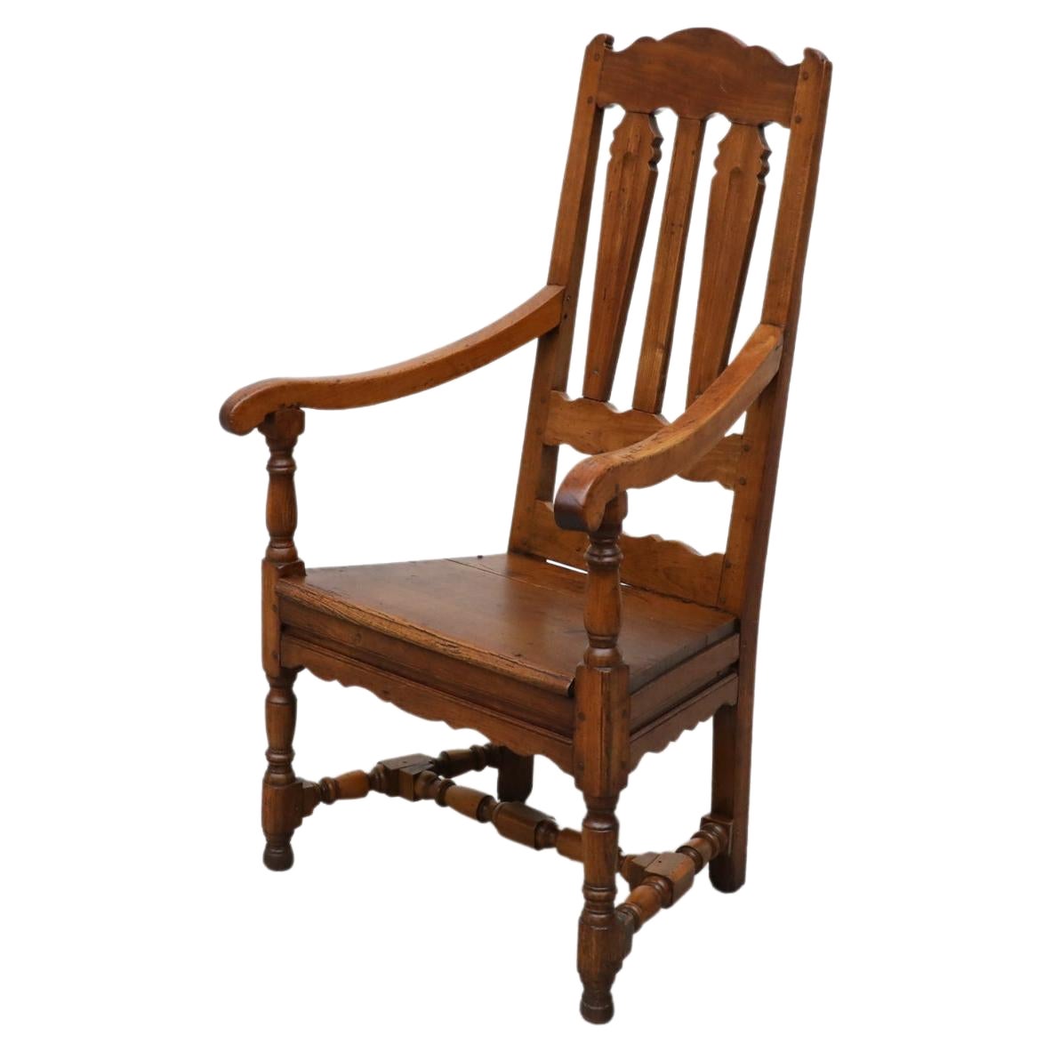 Art Deco Amsterdam School Armchair with Curved Armrests and Ornate Stretchers