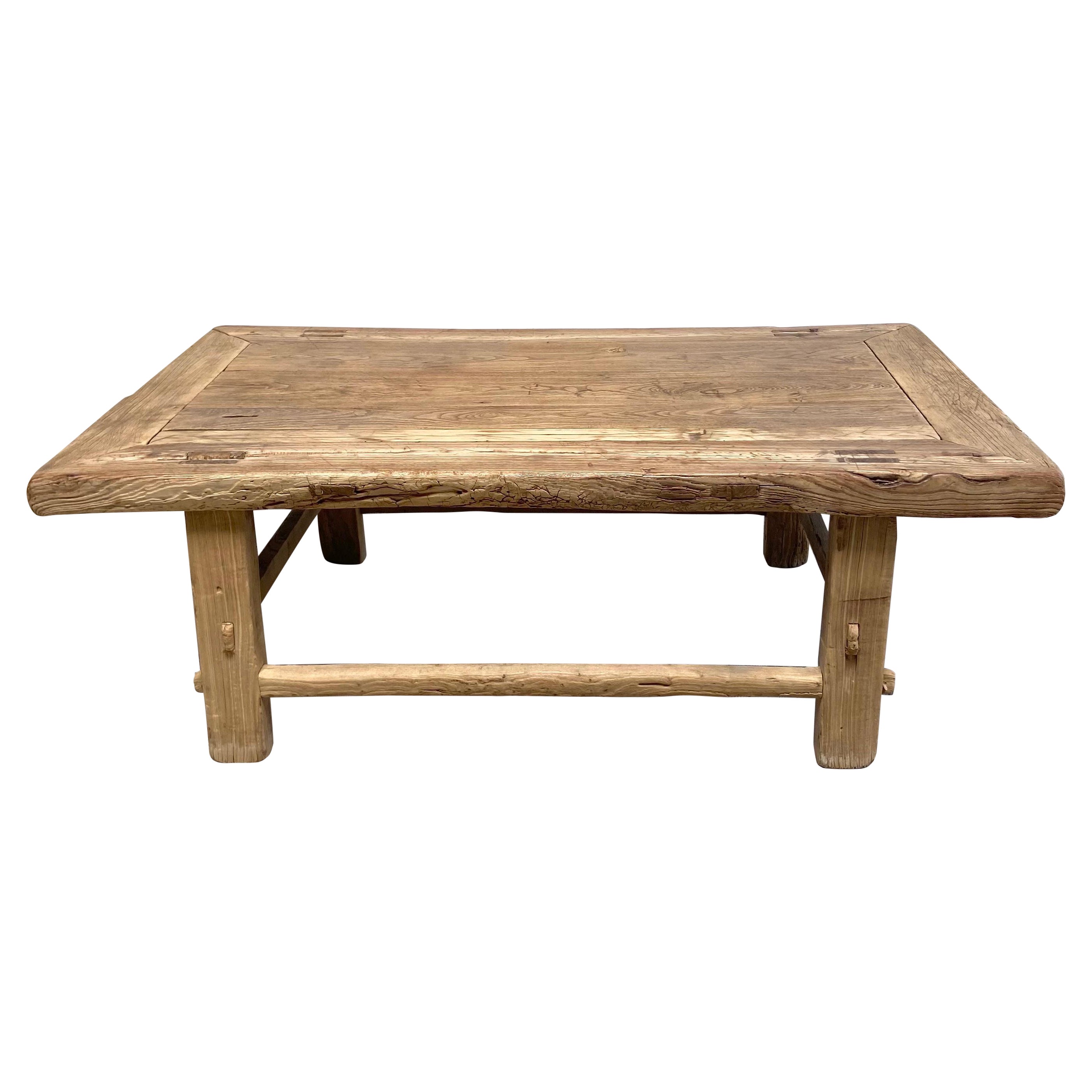 Reclaimed Wood Slab Coffee Table For Sale at 1stDibs