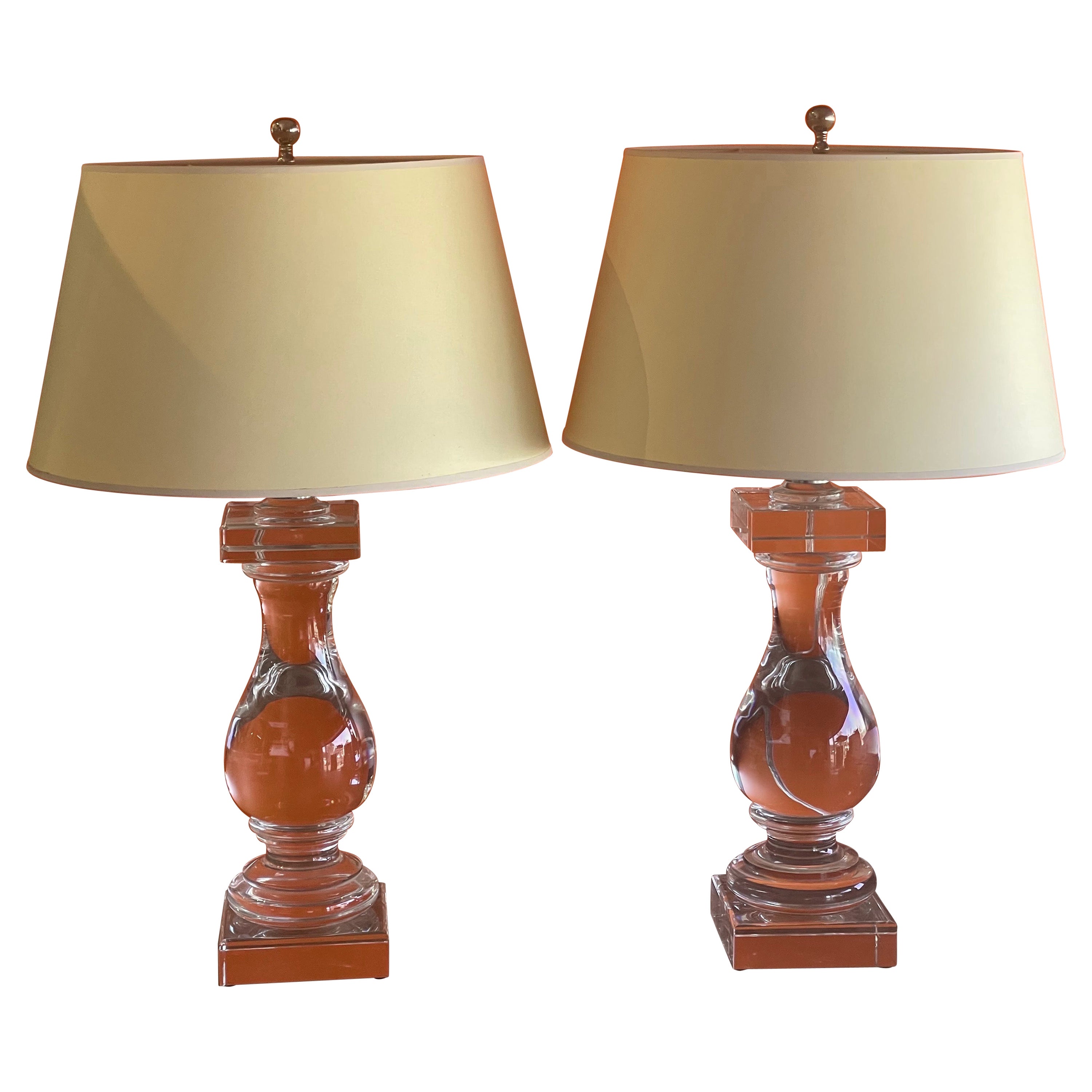 Pair of Crystal Balustrade Table Lamps by Chapman & Myers for Visual Comfort