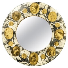 Retro 'Cammei Marbalia' Round Mirror by Piero Fornasetti, circa 1970s, Signed