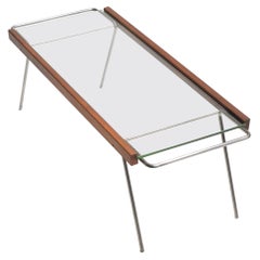 Rare Glass + Wood Adjustable Coffee Table by Bill Lam