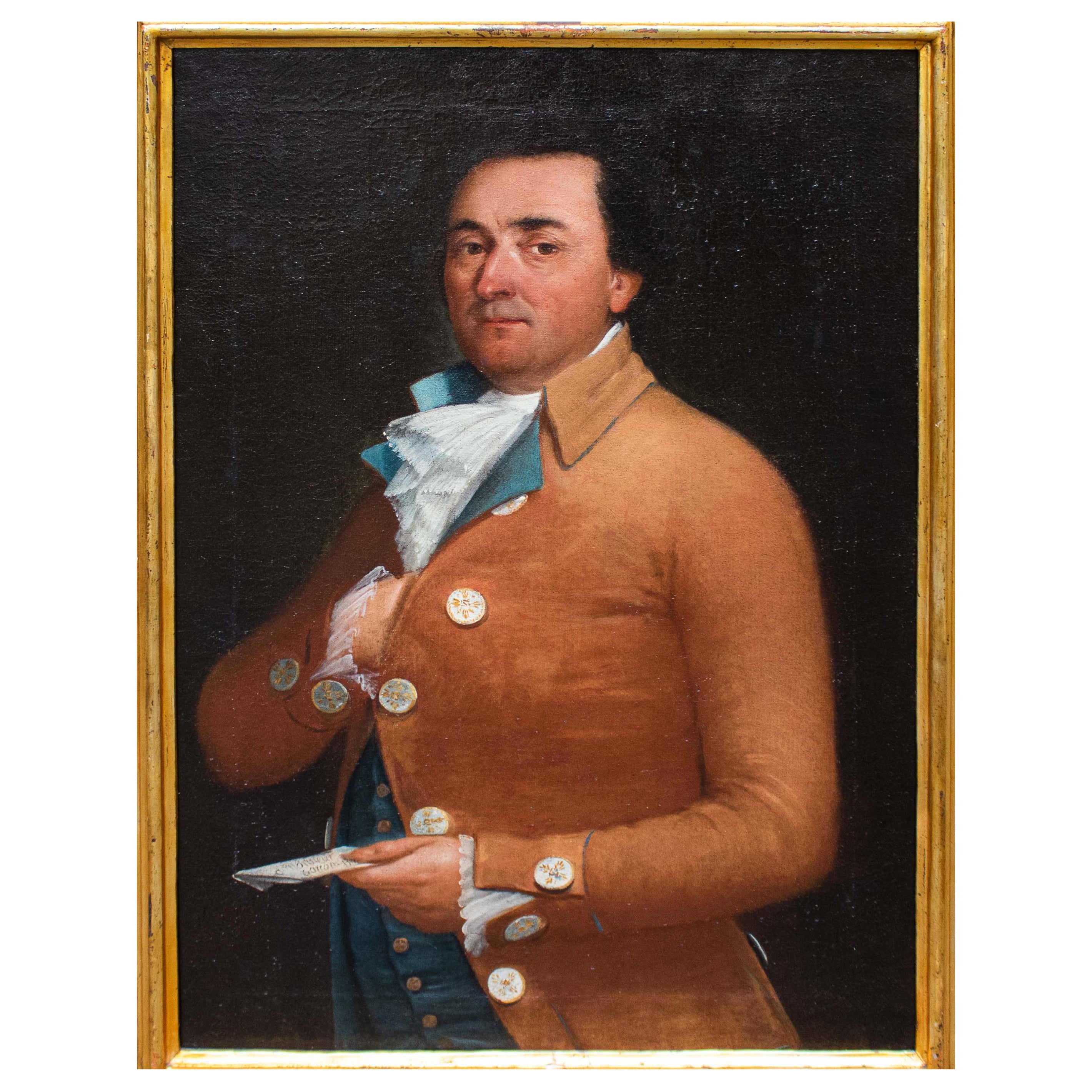 18th Century Portrait of a Gentleman French School Painting Oil on Canvas