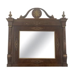 Genovese Mirror With Walnut Inlays & Small Parts in Brass
