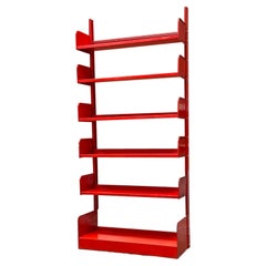 Italian Space Age Red Metal Congresso Bookcase by Lips Vago, 1970s
