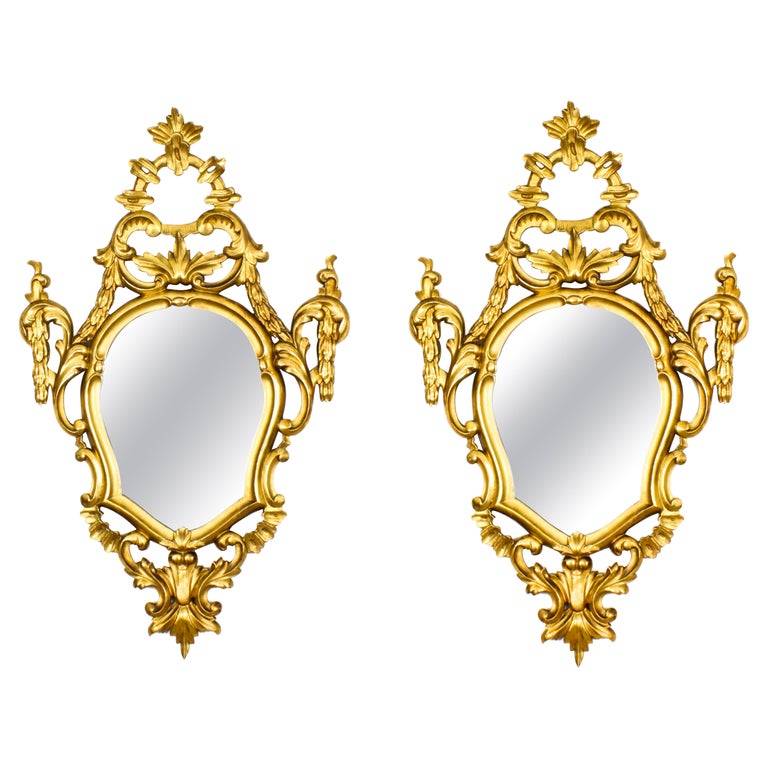 Antique Pair Florentine Rococo Giltwood Mirrors 19th Century For Sale ...