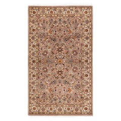 Tapis d'Orient Mogul beige, noué à la main, unique en son genre