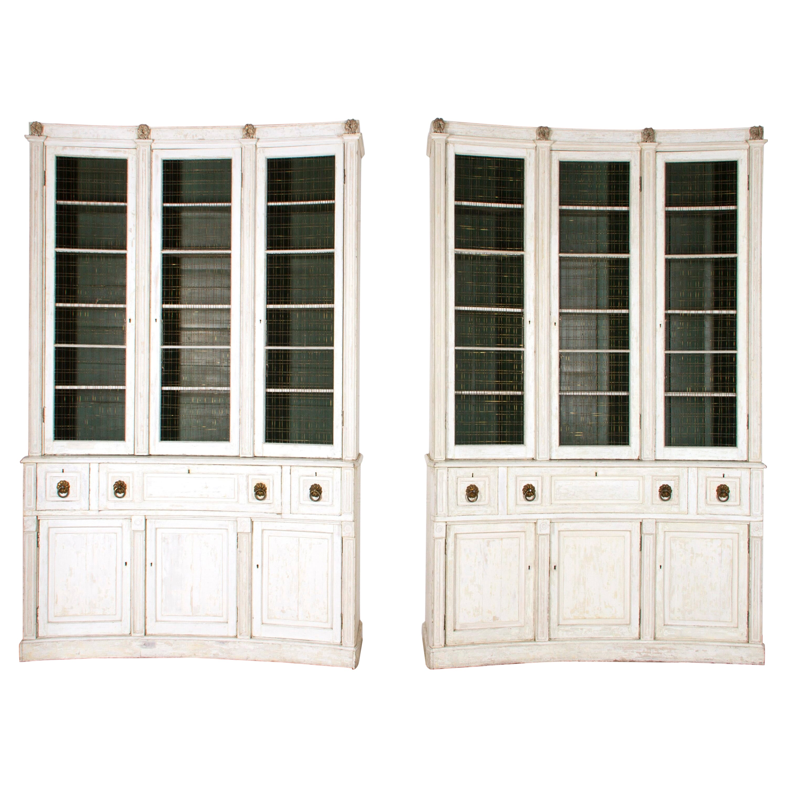 Pair of Neo-Classical Library Bookcases For Sale