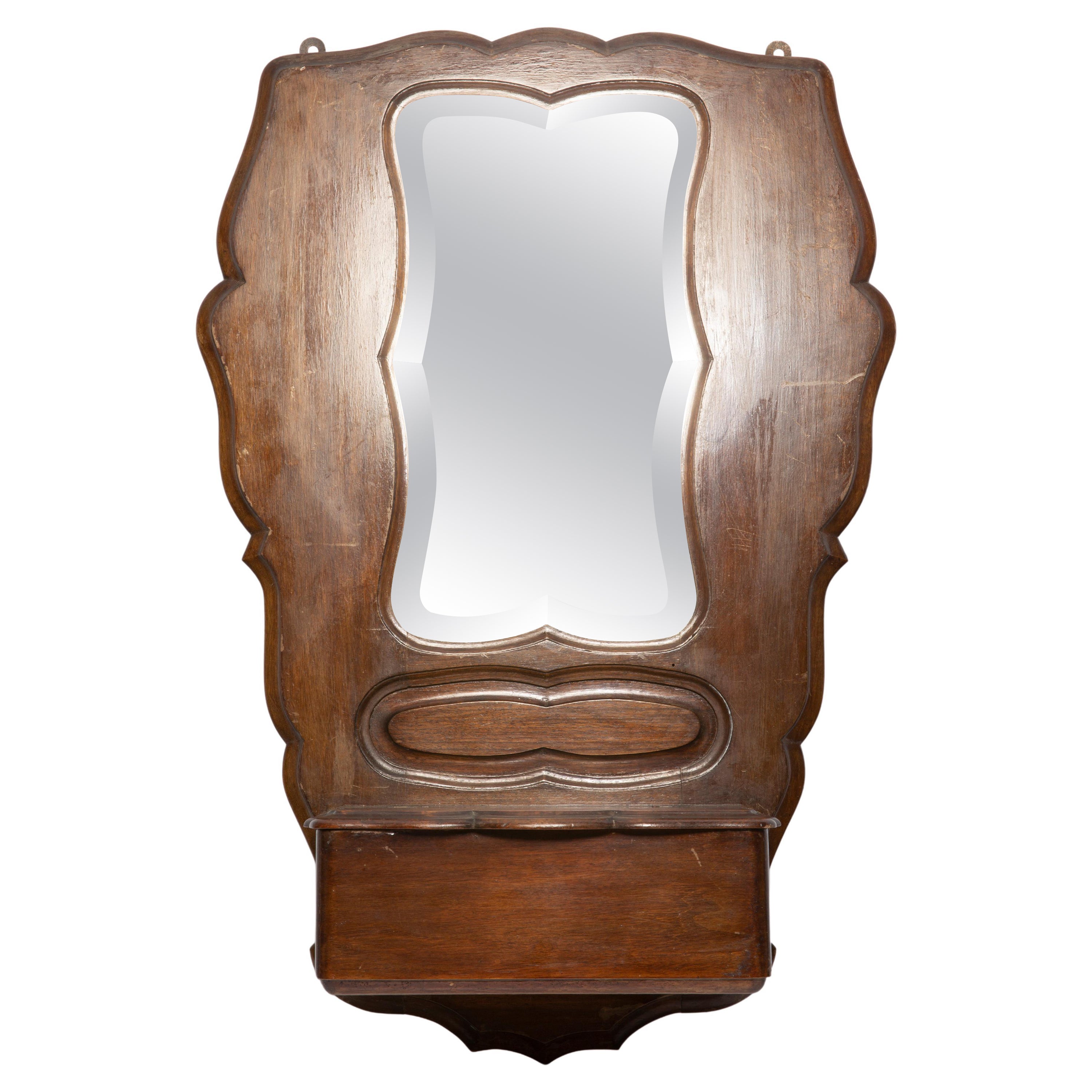 MidCentury Modern Entryway Mirror with Shelf and at 1stDibs