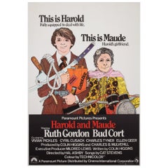 Vintage Harold and Maude Original 1972 UK 1 Sheet Film Movie Poster