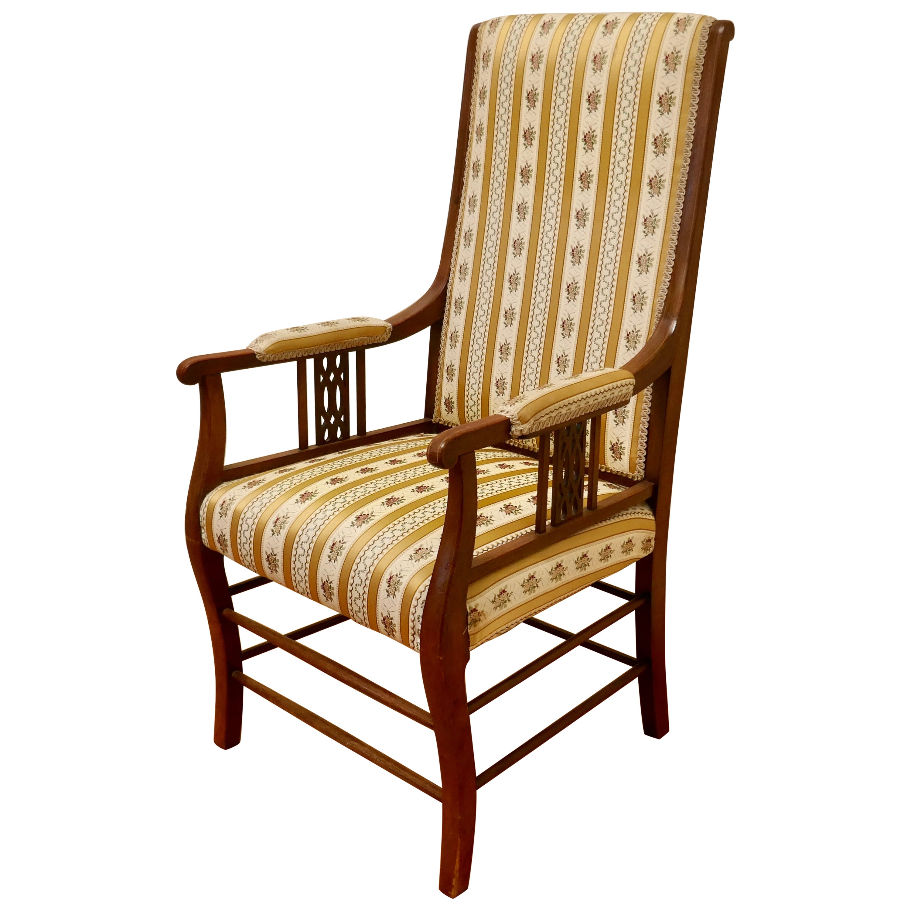 Fine Quality Regency Style High Back Upholstered Arm Chair For Sale