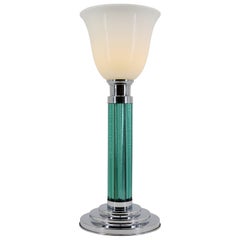 Large French Art Deco Modernist Rod Table Lamp, 1930