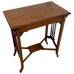 Antique Edwardian Quality Mahogany Inlaid Lamp Table 