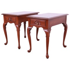 Harden Furniture Queen Anne Solid Cherry Wood Nightstands or End Tables, Pair