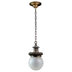 Antique Bronze Pendant Light with Frosted Glass Globe Qty Available
