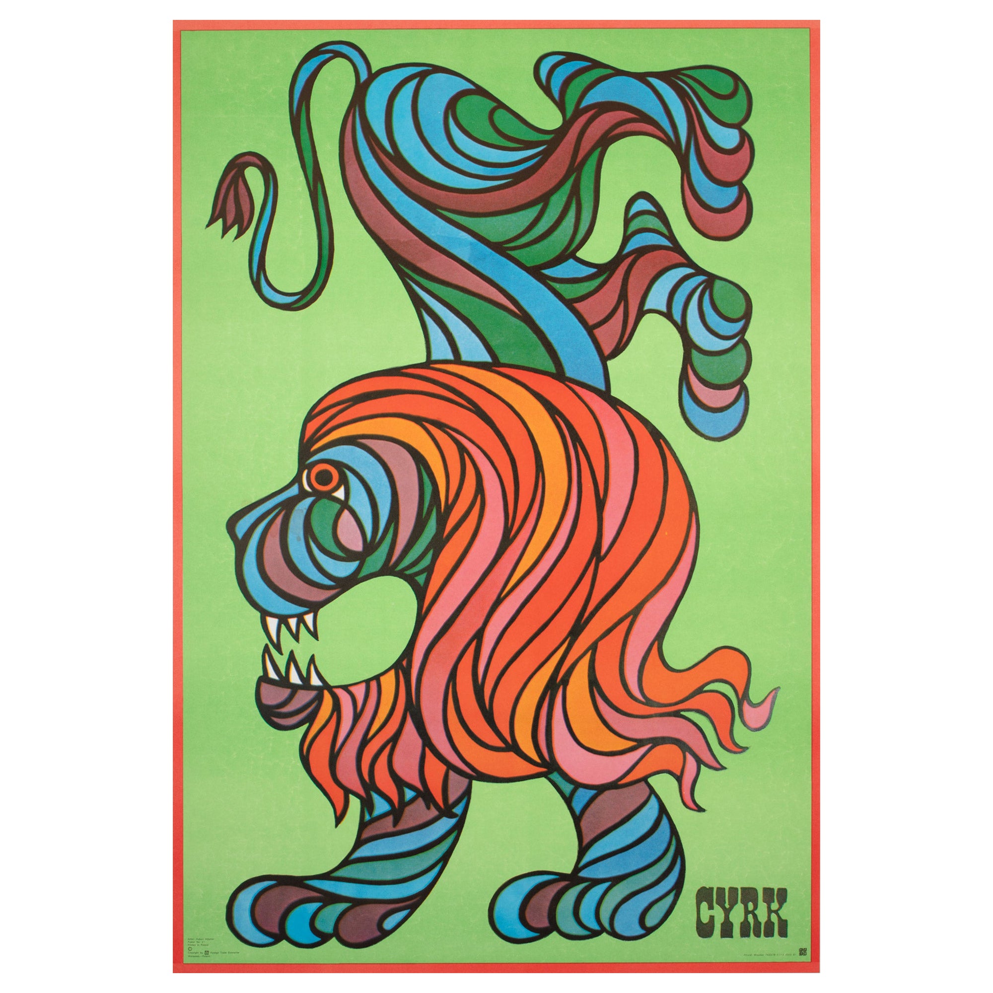 Cyrk Lion Acrobat R1978 Polish Circus Poster, Hilscher For Sale