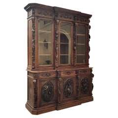 Monumental 19th Century French Renaissance Hunt Bookcase