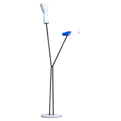 20th Century Stilnovo Floor Lamp with Two Diffusers with Marble Base