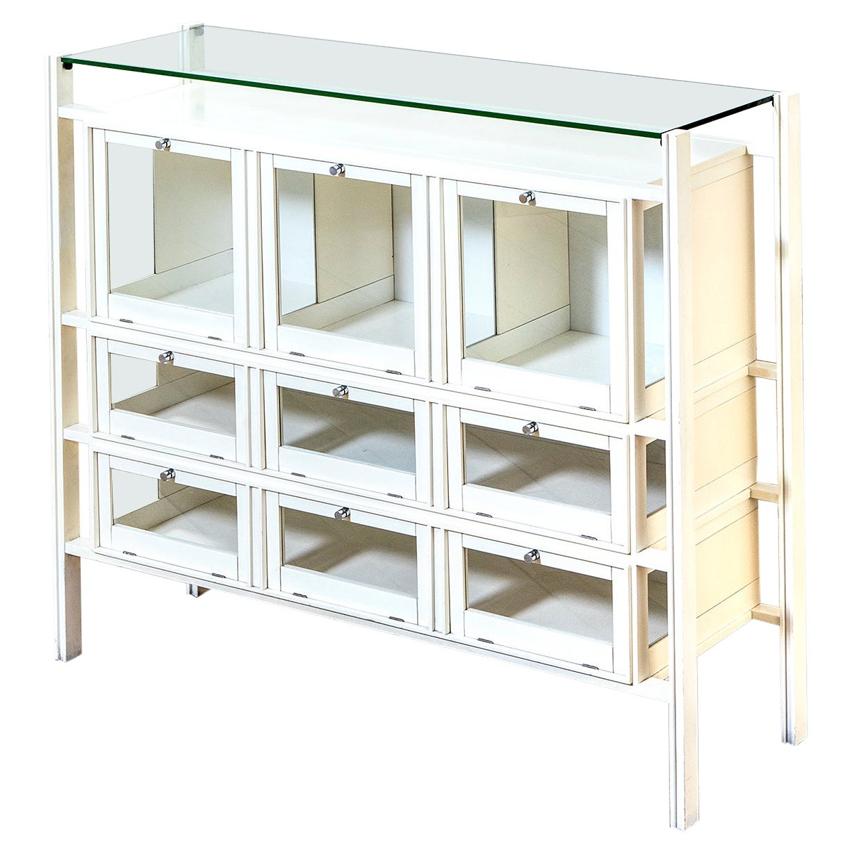 20th Century Vitrine by Carlo de Carli in Lacquered Wood with Flap Doors '40s For Sale