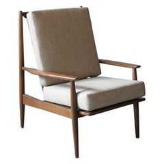 Vintage Mid-Century Modern Upholstered Walnut Lounge Chair