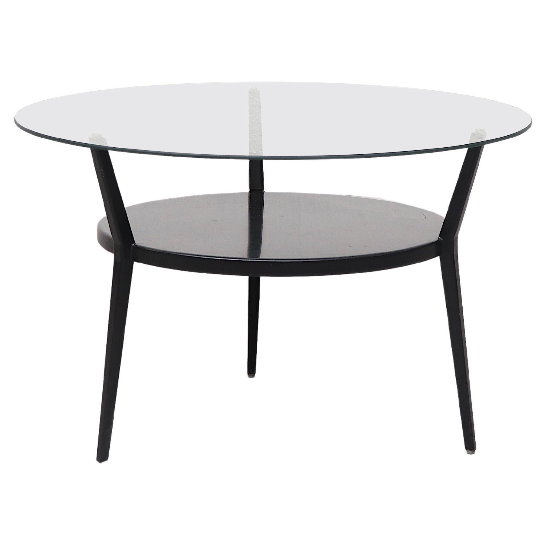 Seltener Friso Kramer „Rotunda“ Tisch aus schwarzem Metall und Glas von Ahrend de Cirkel im Angebot