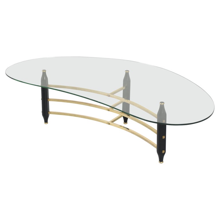 Vintage MidCentury Modern Clear Glass Top Coffee Table For Sale at 1stDibs