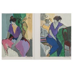 Tarkay Signed Diptych Lithograph