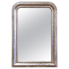 19th Century French Louis Philippe Silver Leaf Wall Mirror