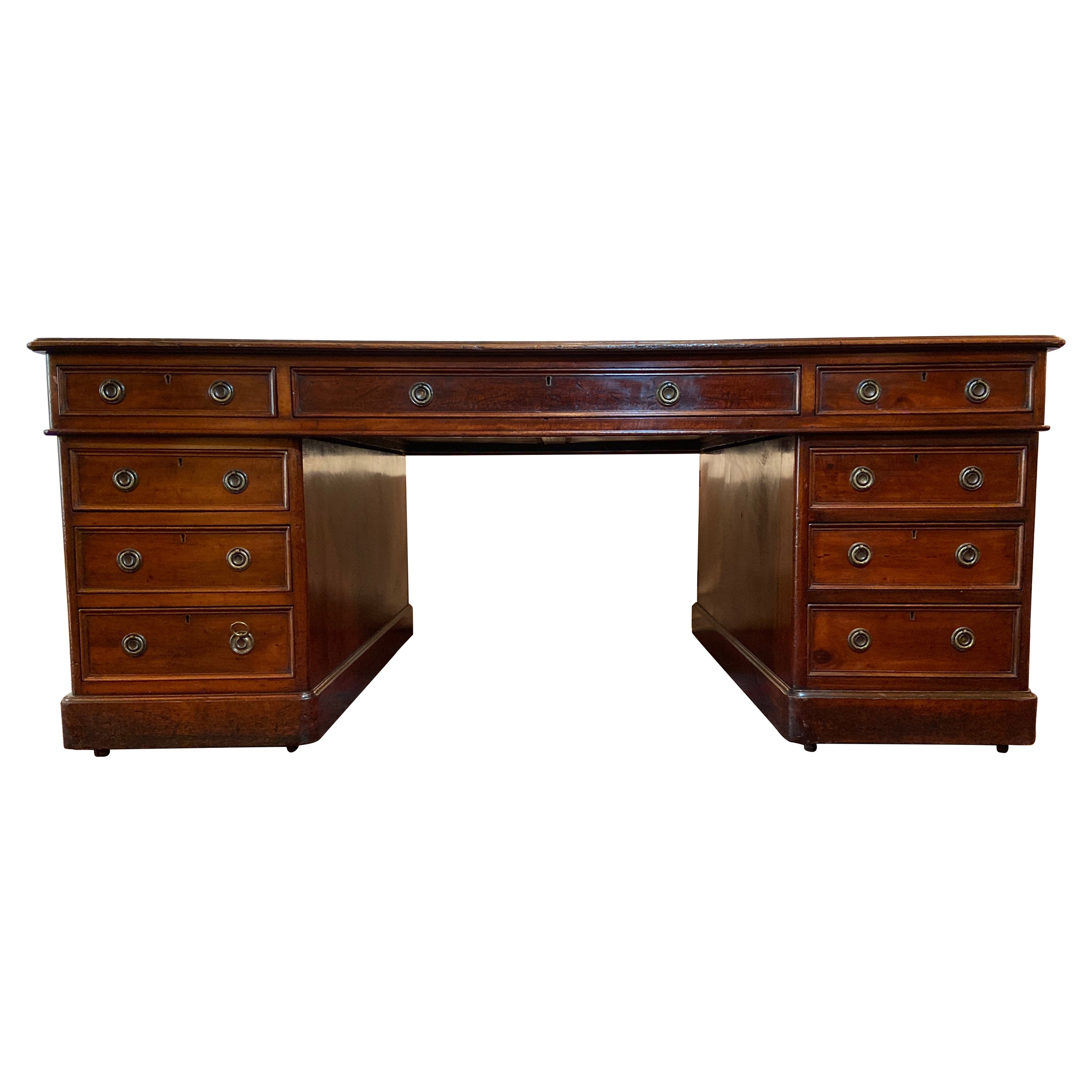 Antique English Mahogany Partner's Desk, Circa 1900