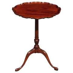 Antique American Chippendale Mahogany Pie Crust Kettle Stand with Slipper Feet, C. 1750 