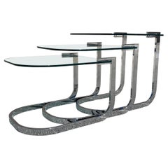 Mid-Century Modern Design Institute of America Chrome and Glass Nesting Tables