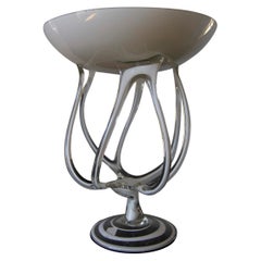 Vintage Mid-Century Jozefina Krosno Octopus Glass Pedestal Bowl