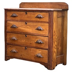 Vintage Carved Walnut Wood Chest of Drawers