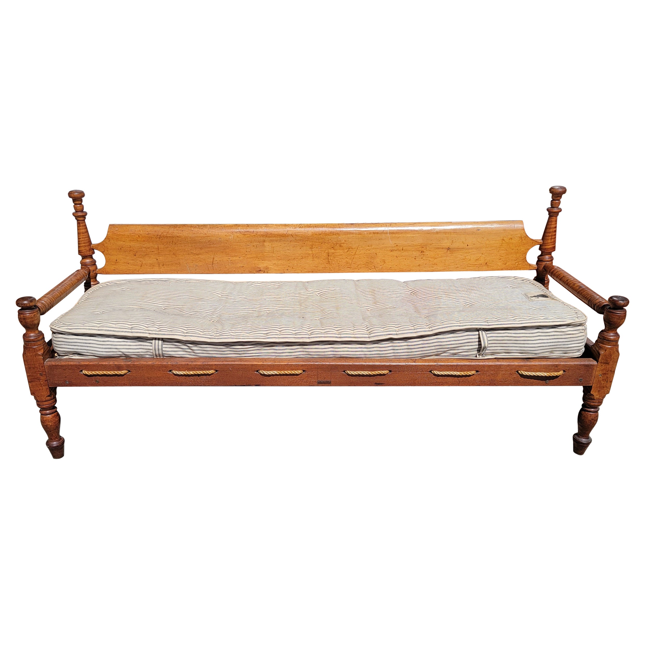 Hand-Crafted 19th C Birdseye Maple Daybed/Settee