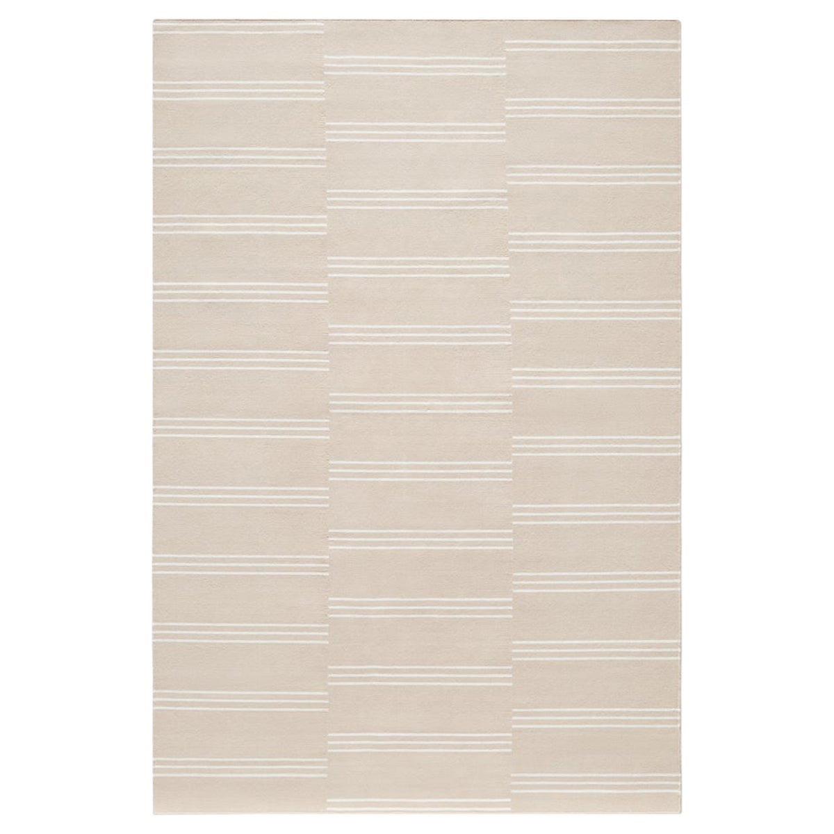 Moderner Dhurrie/Kelim-Teppich mit gestreiften Streifen in Sand/Creme in skandinavischem Design