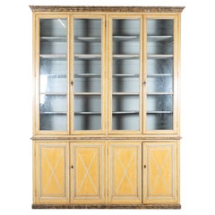 Large 19thC French Painted Pine Glazed Bookcase