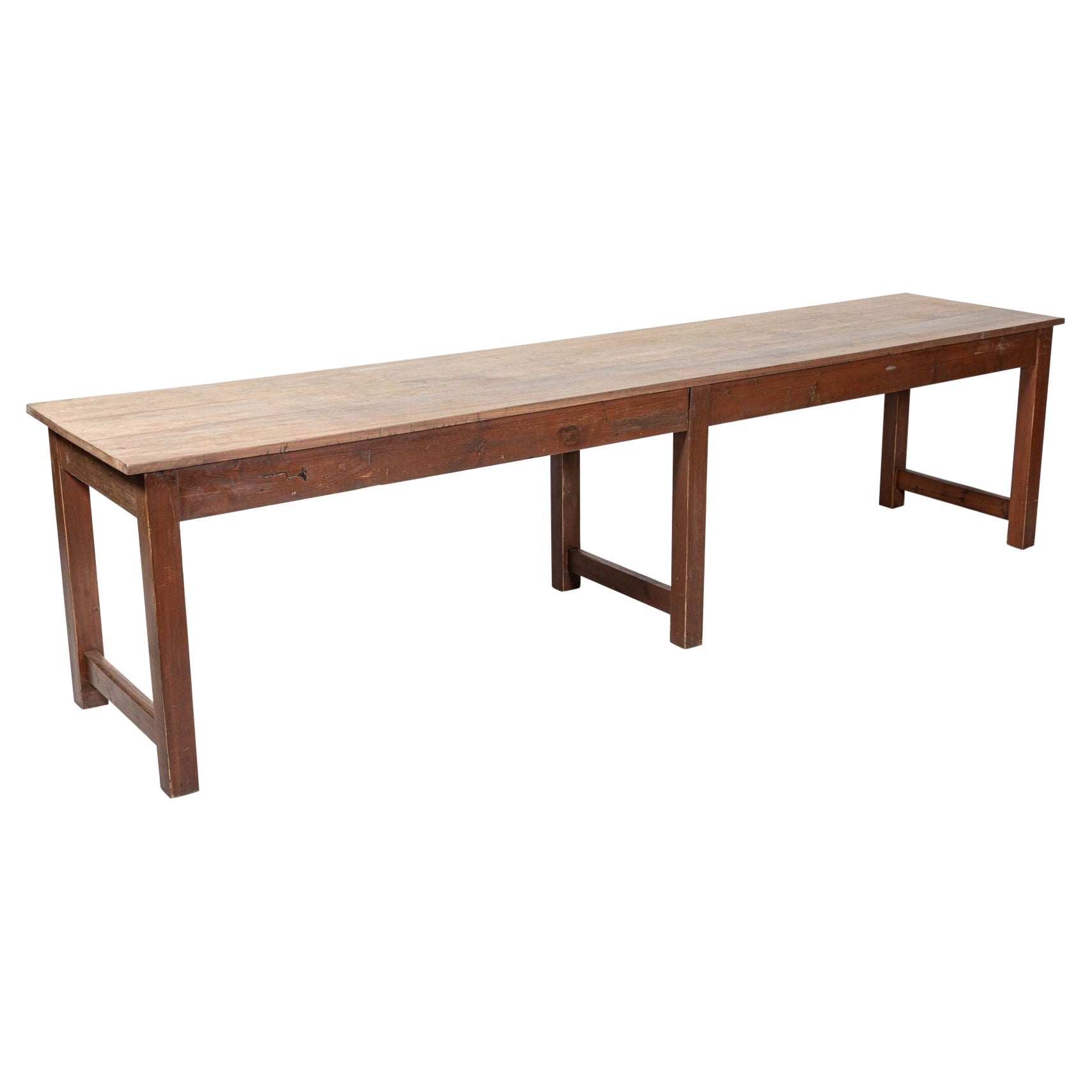 Monumental Scottish Mahogany Top Art Refectory Table For Sale